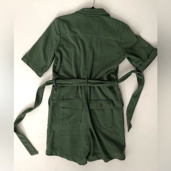 LE SUPERBE Green Short Sleeve Belted romper cargo pockets cotton terry 4 - Picture 8 of 10